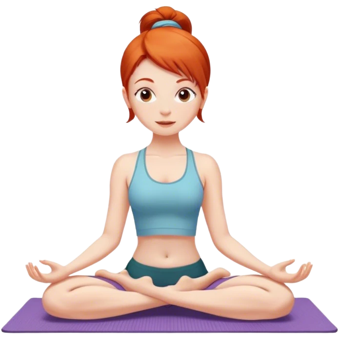 Red headed girl doing a yoga pose on a yoga mat emoji