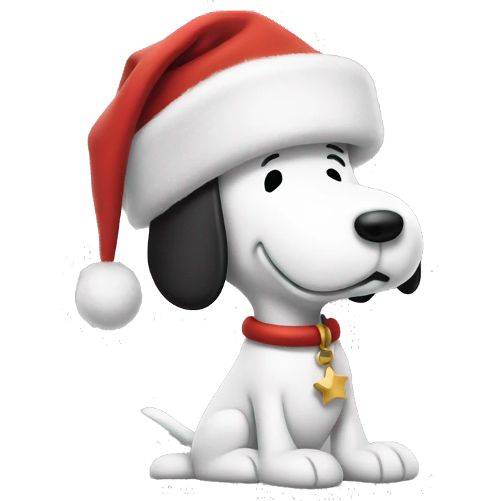 Snoopy wearing and Christmas hat  emoji