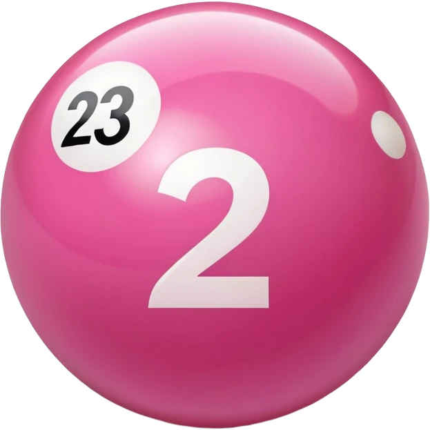 pink billiard ball with the number 23 emoji