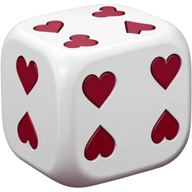 two dices in with burgundy red heart details emoji