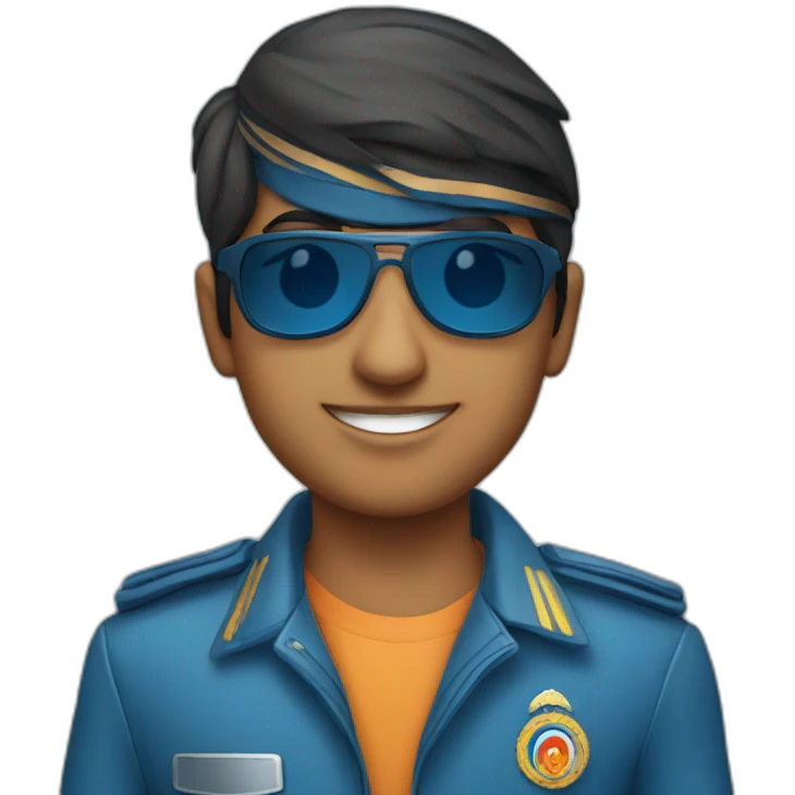 indian young pilot with sunglasses dressed in blue emoji