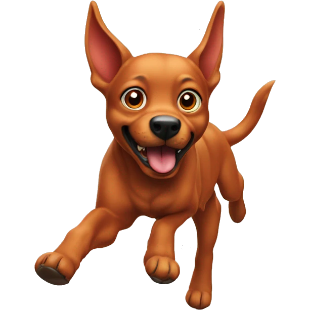 realistic solid red dog with pointed ears running emoji