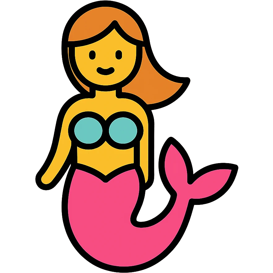 pink tail mermaid simple modern style emoji