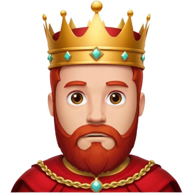 bearded king with crown and red outfit red hair emoji