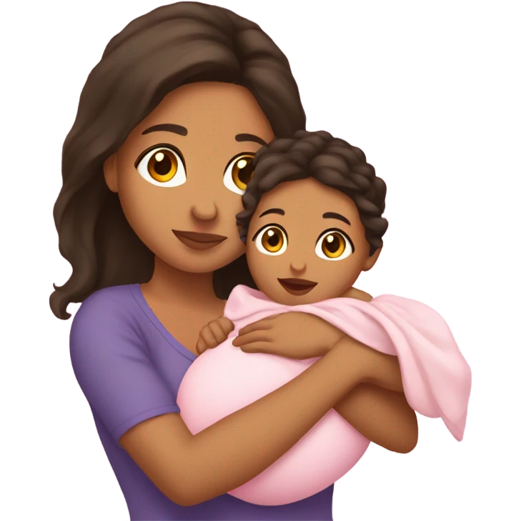 hispanic girl holding 2 month old baby girl emoji