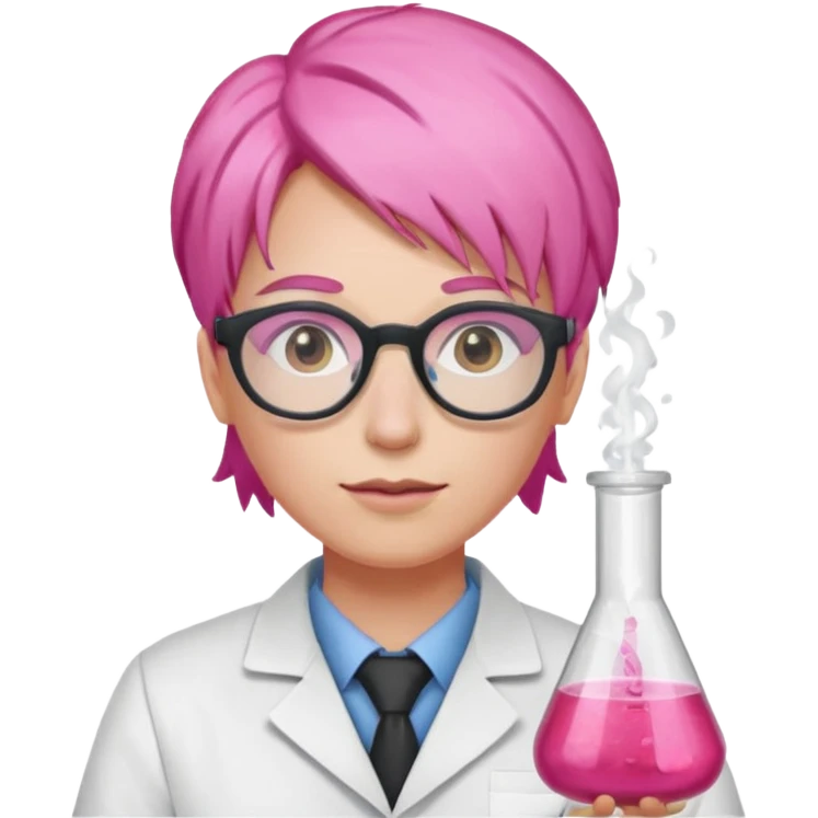 Scientist with pink hair AND pink glasses emoji