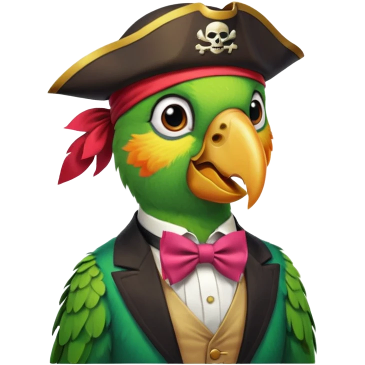 Pirate parrot wearing bow tie emoji