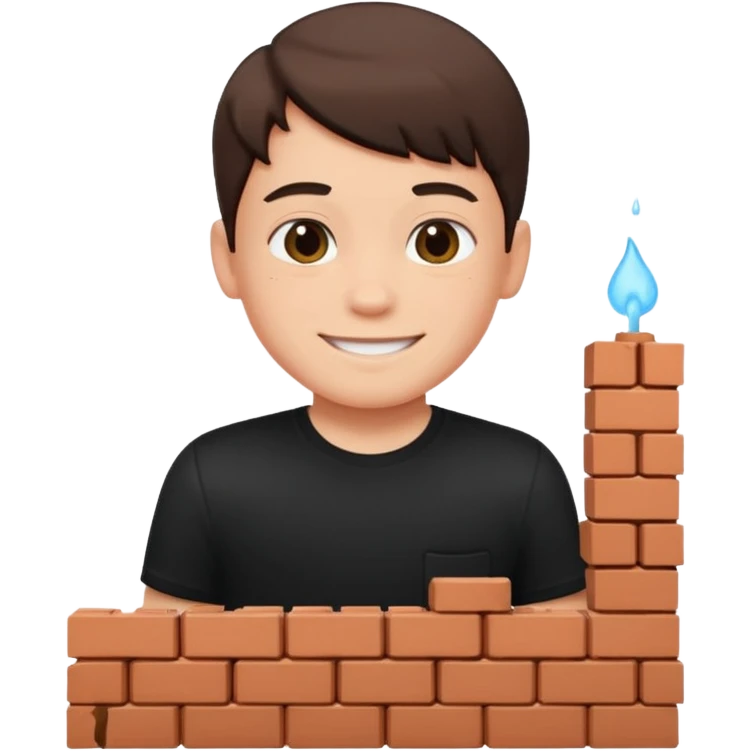 smiling boy in black shirt shitting bricks  emoji