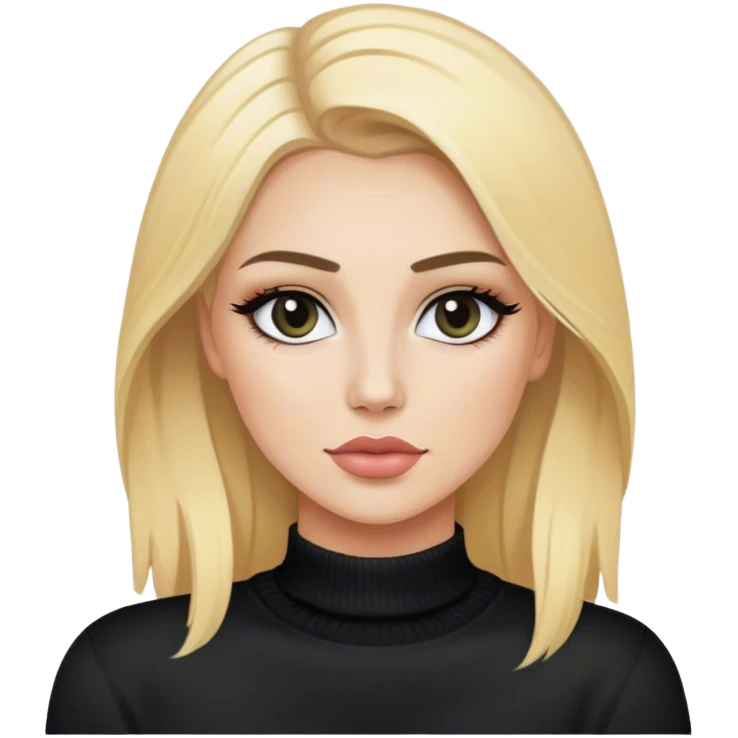 portrait of blonde makeup artist, luxury, black sweater emoji
