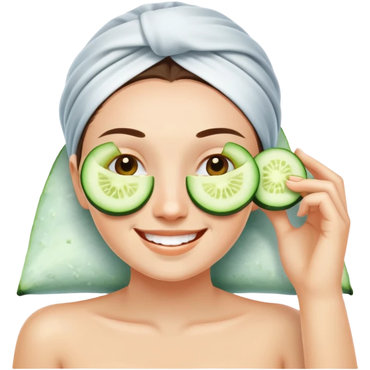 Smiley relaxing wearing cucumber emoji