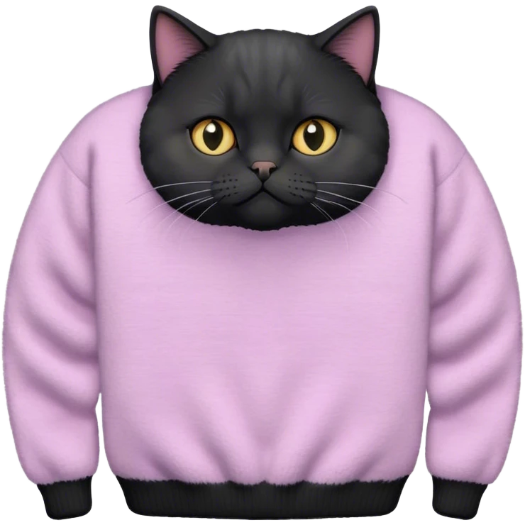 Black British cat with pastel sweater emoji
