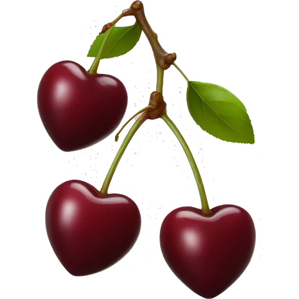 heart-shaped burgundy cherries on single stem emoji