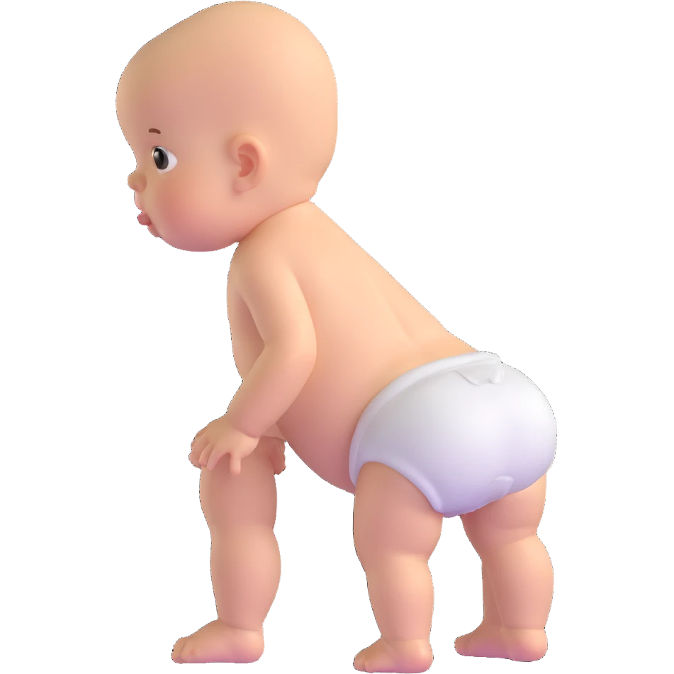 baby standing with back facing, wearing a diaper emoji