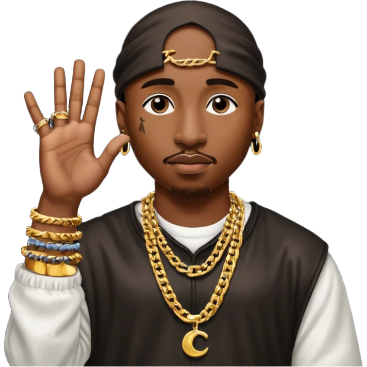 Tupac qui lève la main  emoji