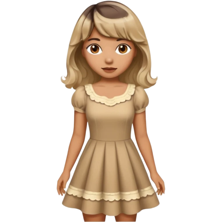 latina lady in a cute dress with bleached and brown wavy hair with bangs emoji