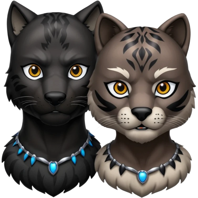 Wolf with black panther animal emoji