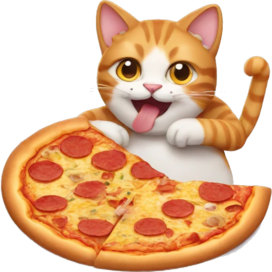 Cat eating pizza emoji