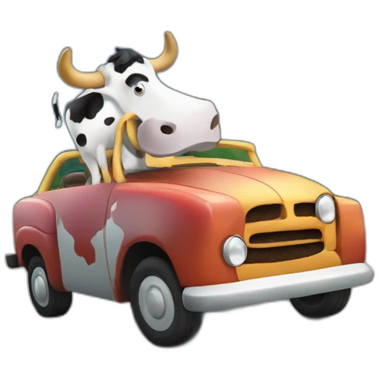 Vache sur une voiture emoji