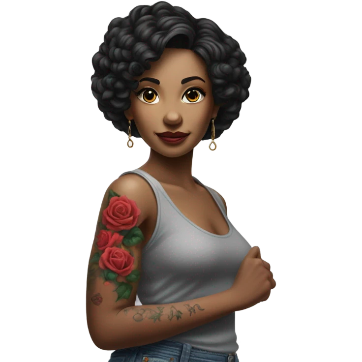 Hyper Realistic beautiful woman with a small rose tattoo emoji
