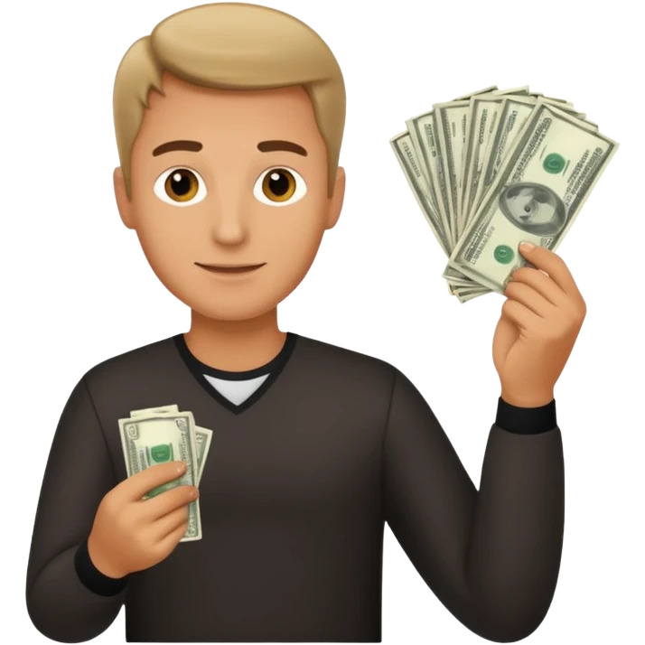 rich guy with money in hand emoji