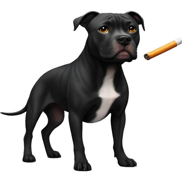 Pure Black pitbul with a cigarette emoji