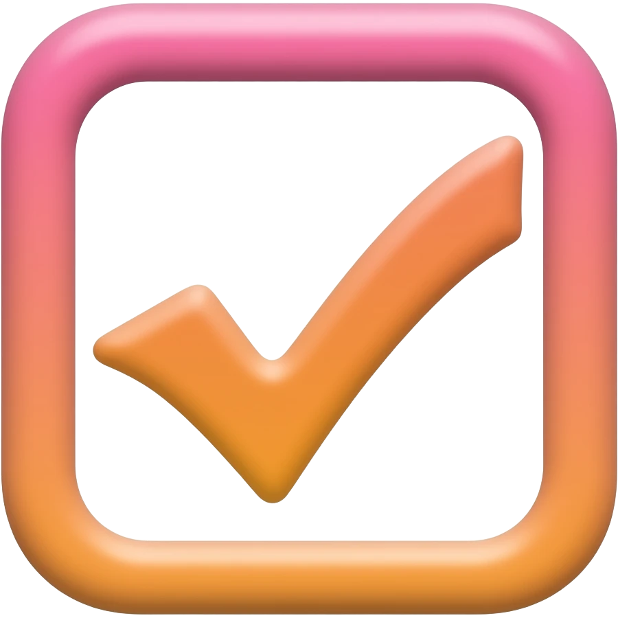 emoji check de couleur rose/orangé emoji