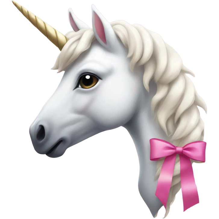 white unicorn with pink ribbon  emoji