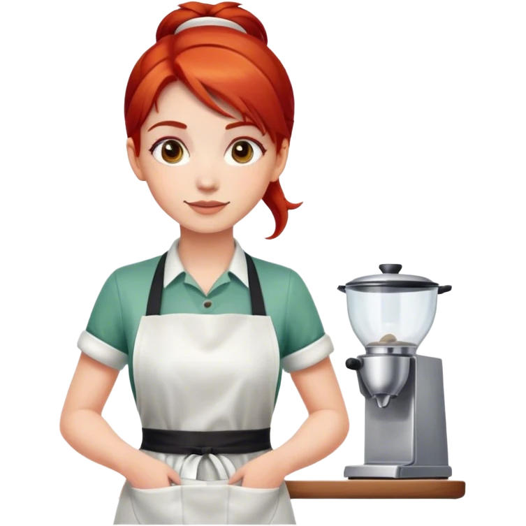 barista girl in an apron, with fair skin and red hair emoji