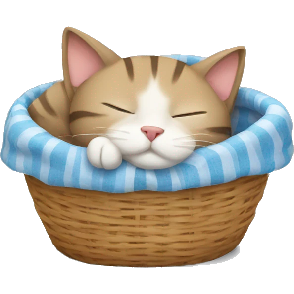 cat sleeping in basket emoji