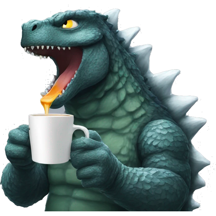 Godzilla drinking tea emoji
