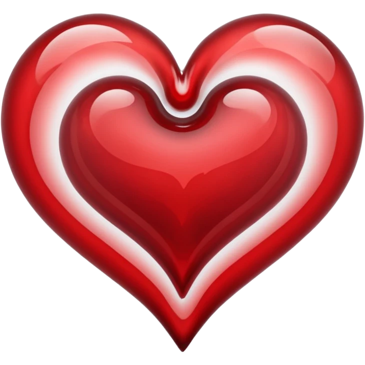 frosted glass heart filled with swirling blood liquid, shiny emoji