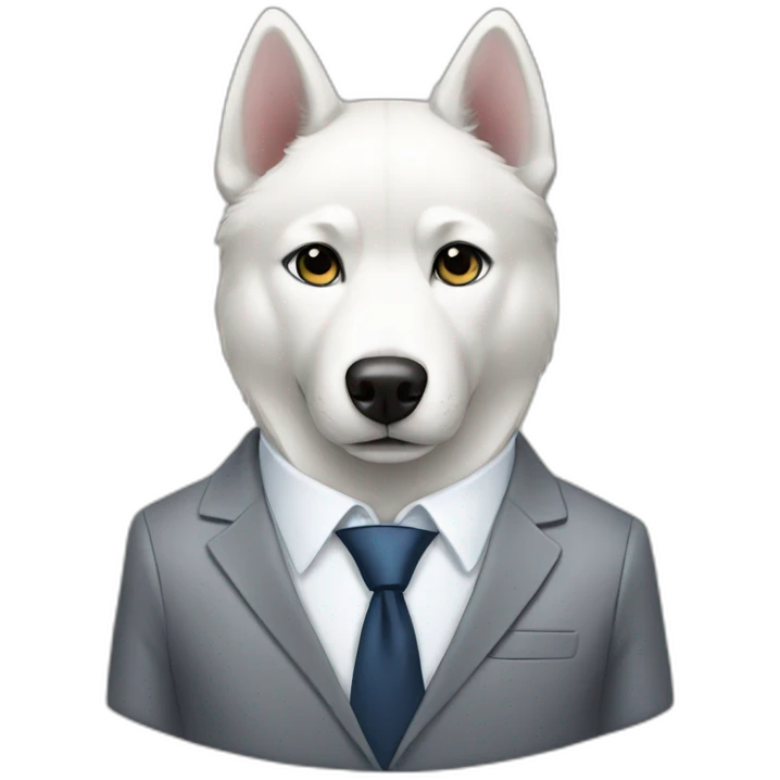 A white husky wearing a suit emoji