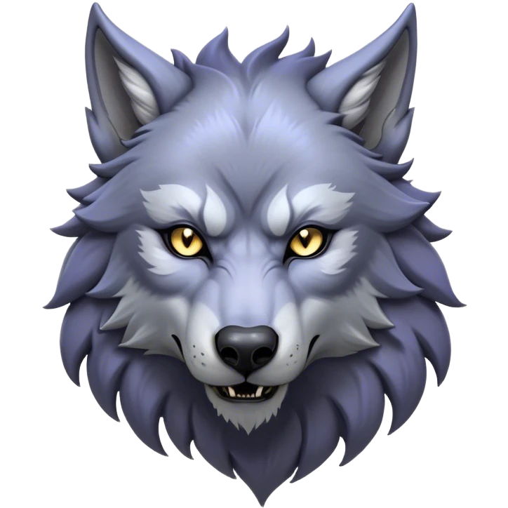 Cinematic Noble Werewolf Portrait Emoji, Formidable and majestic, with a powerful lupine silhouette in moonlit grays and silvers, featuring piercing, wise eyes and a dignified snarl that hints at untamed strength, simplified yet intricately detailed, glowing with a soft, lunar outline that encapsulates the noble duality of feral instinct and loyal guardianship! emoji