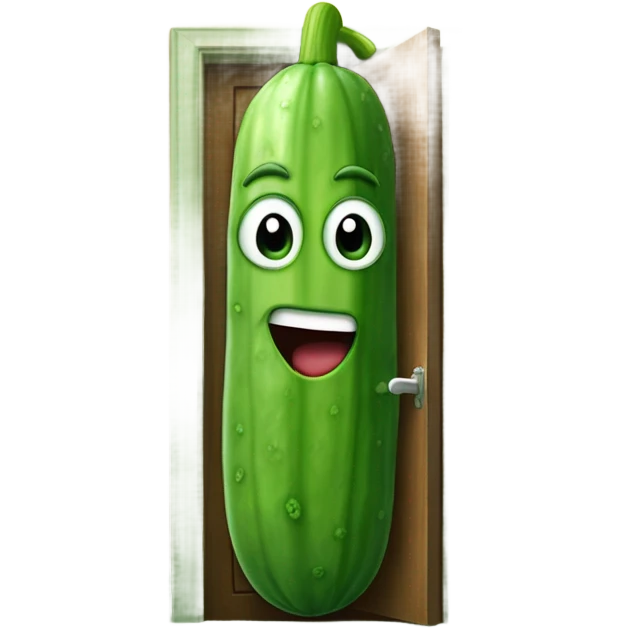 Cucumber goes into door emoji