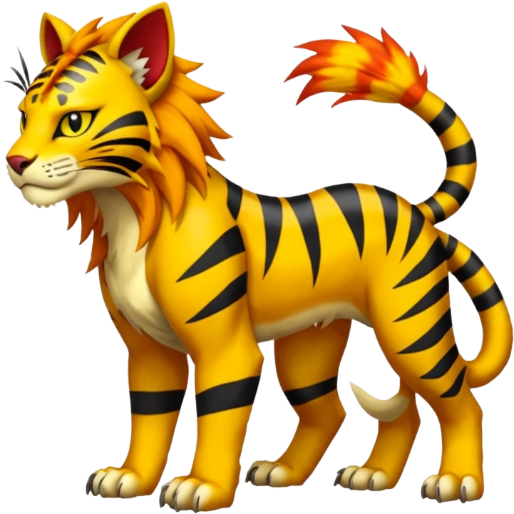 Pyroar-Torracat-Luxray-Tigress-Tiger-Liger-Hybrid-Fakemon-hybrid-Creature (full body) emoji
