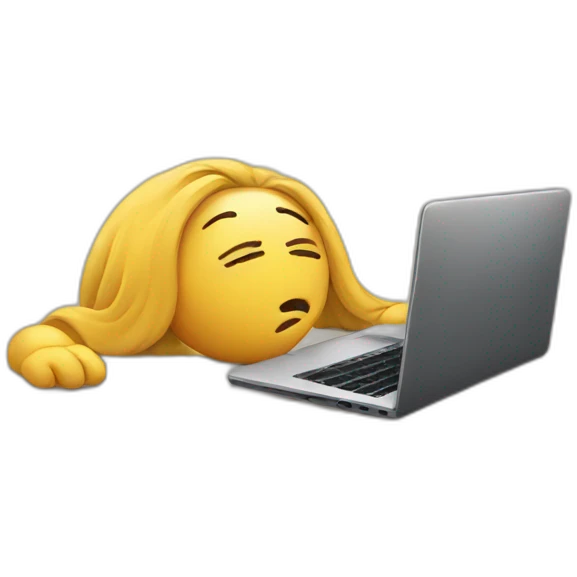 tired with laptop emoji