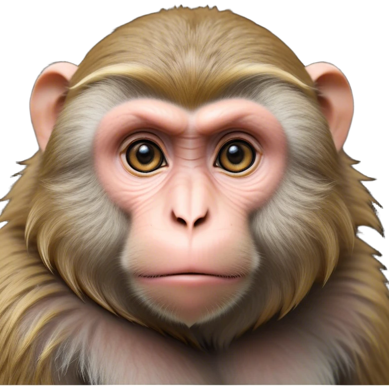 Cinematic Noble Macaque Portrait Emoji, Poised and regal, with a smart, agile build and expressive, deep-set eyes, adorned with soft, detailed fur and a dignified expression, Simplified yet sharp and sophisticated features, highly detailed, glowing with a soft, natural radiance, high shine, intelligent and commanding, stylized with an air of primate nobility, focused and alert, soft glowing outline, capturing the essence of a watchful and confident guardian that appears ready to leap out of the screen with effortless authority! emoji
