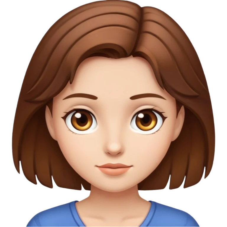 A girl with brown hair and a big ass emoji