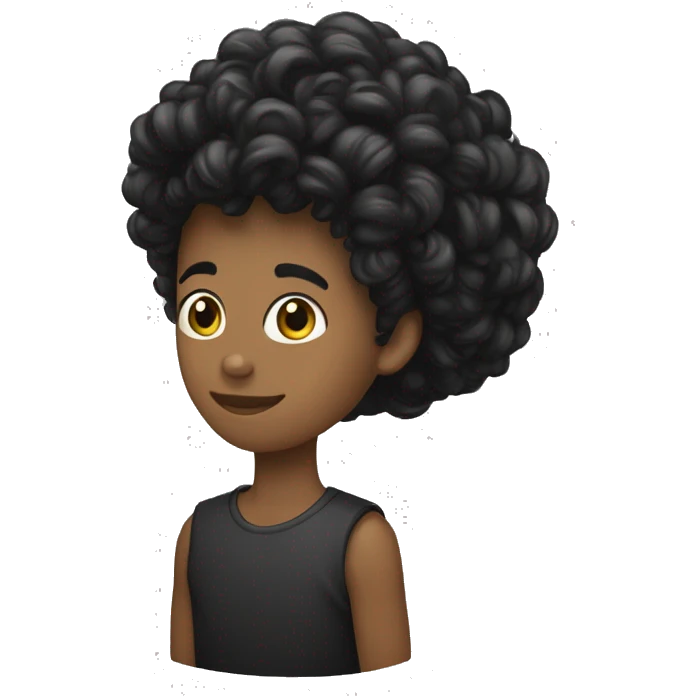 Pai branco cabelo preto curto com um filho negro de cabelos longos cacheados emoji