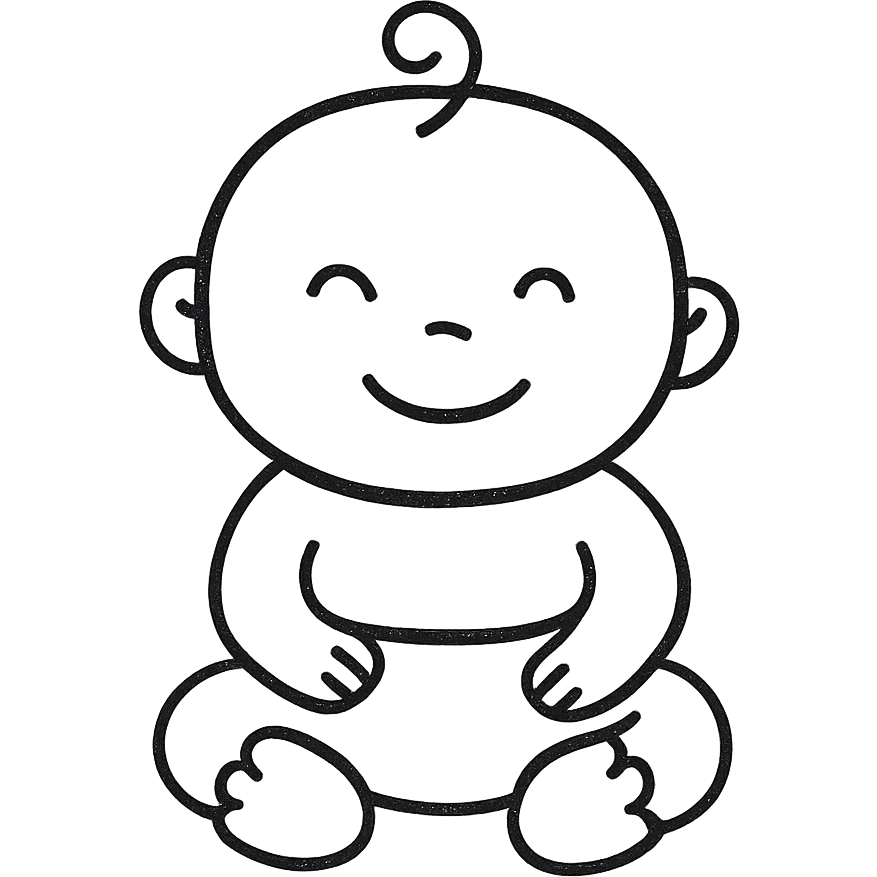 hand-drawn outlined icon of a baby emoji