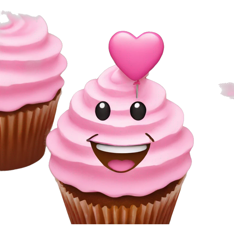 Happy pink with hearts cupcake emoji