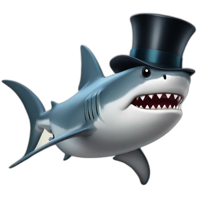 Shark with a top hat emoji