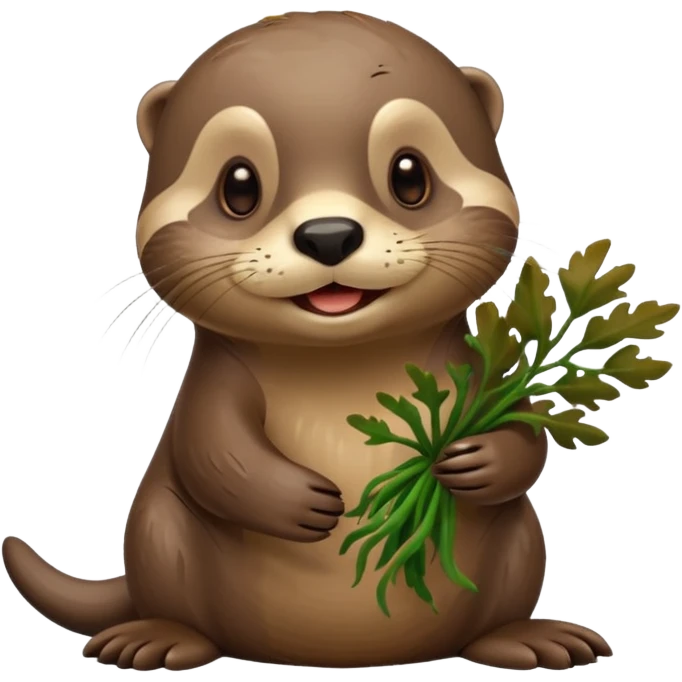Funny face otter with sea weed  emoji