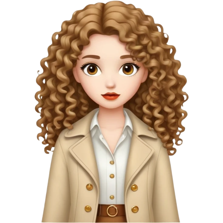 Fashionable girl with stylish outfit and long curly hair emoji
