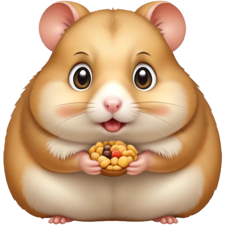 surprised hamster with puffed cheeks full of food, wide eyes emoji