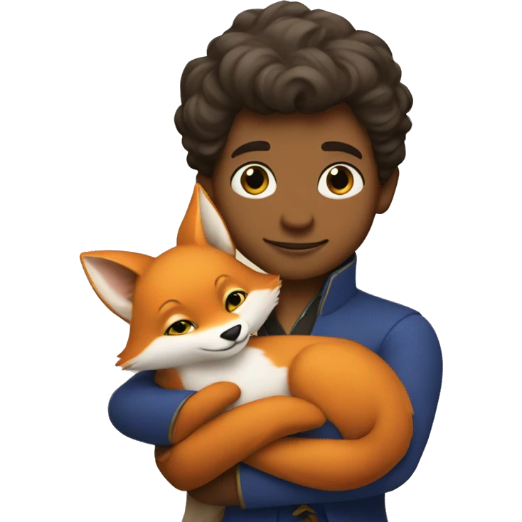 A little prince holds a fox in his arms emoji