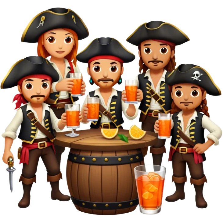 family of pirates drinking aperol emoji