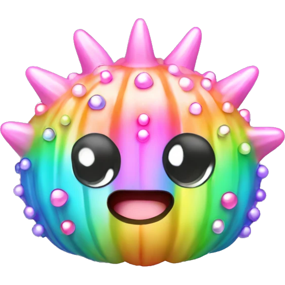 Kawaii rainbow pastel bedazzled sea urchin emoji