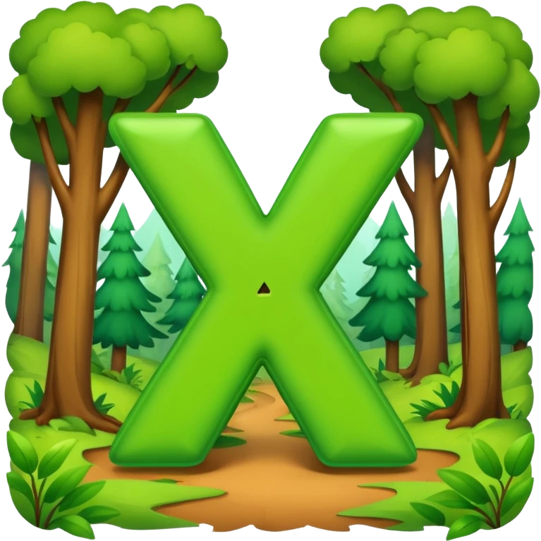 the letter X running around in the woods having an adventure emoji