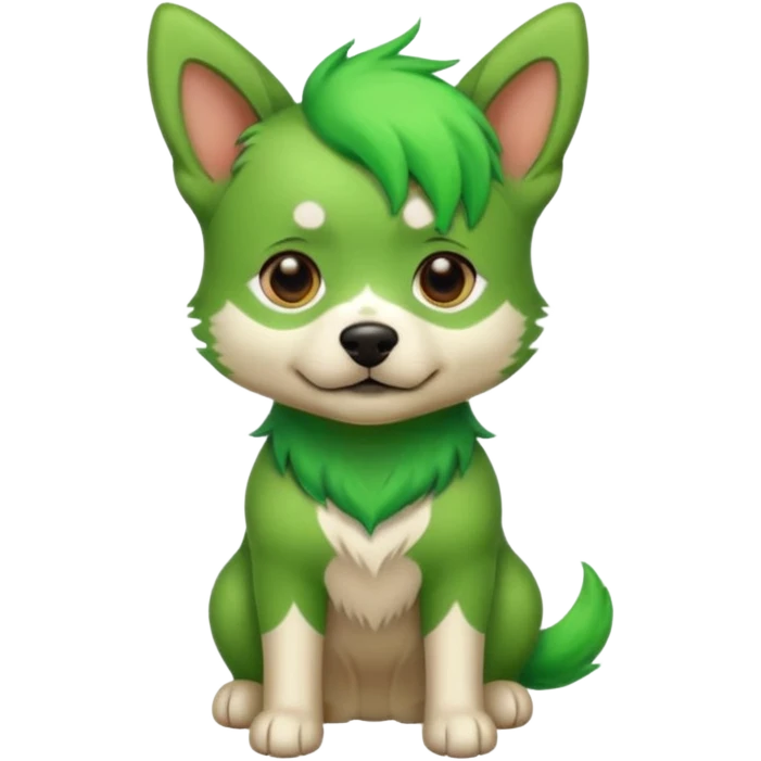 green haired dog with green skin emoji